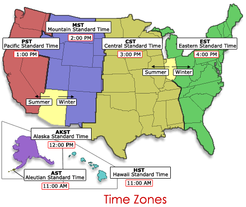 US Timezone Map